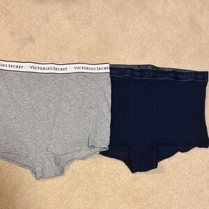 Victoria's Secret Women’s High Waist Boy Short Light Gray and Navy Blue XXL